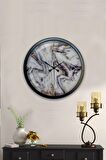 40 Cm Siyah Metal Mermer Desenli Duvar Saati