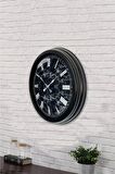 40 Cm Siyah Metal Mermer Desenli Duvar Saati