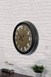 40 Cm Siyah Metal Kahverengi Duvar Saati