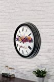 40 Cm Siyah Metal İstanbul Temalı Duvar Saati