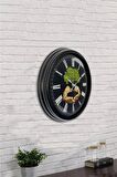 40 Cm Siyah Metal İklim Temalı Duvar Saati