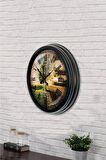 40 Cm Siyah Metal İklim Duvar Saati