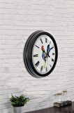 40 Cm Siyah Metal Horoz Duvar Saati