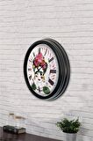 40 Cm Siyah Metal Flowers Duvar Saati
