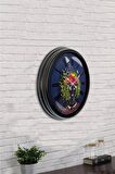 40 Cm Siyah Metal Flowers Duvar Saati