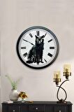 40 Cm Siyah Metal Figür Duvar Saati