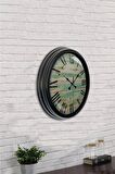 40 Cm Siyah Metal Eskitme Romen Duvar Saati