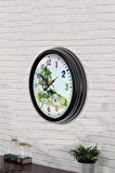 40 Cm Siyah Metal Doğal Yaşam Duvar Saati