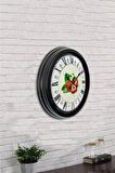 40 Cm Siyah Metal Çilek Duvar Saati