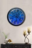 40 Cm Siyah Metal Blue Duvar Saati