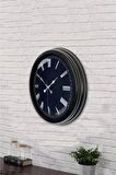 40 Cm Siyah Metal Black Color Duvar Saati