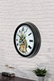 40 Cm Siyah Metal Başkentler Duvar Saati