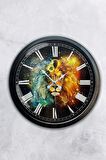 40 Cm Siyah Metal Aslan Burcu Duvar Saati