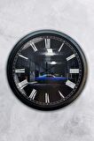 40 Cm Siyah Metal Araba Duvar Saati