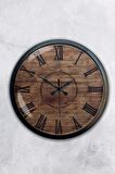 40 Cm Siyah Metal Ahşap Görünümlü Duvar Saati