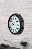 40 Cm Siyah Metal Beyaz Romen Duvar Saati