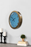 Hediyelik 36 Cm Eskitme Metal Mavi Duvar Saati
