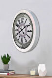 Hediyelik 36 Cm Beyaz Metal Modern Duvar Saati