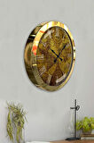 Hediyelik 36 Cm Gold Metal Harita Duvar Saati