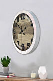 Hediyelik 36 Cm Beyaz Metal Sade Duvar Saati