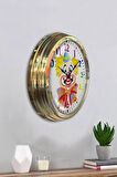 Hediyelik 40 Cm Gold Metal Palyaço Duvar Saati