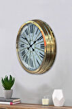 Hediyelik 40 Cm Gold Metal Dekoratif Duvar Saati