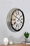 Hediyelik Duvar Saati 40 Cm Metal Krom Renk Retro Modeli