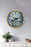 Hediyelik 40 Cm Gold Metal Kayıp Şişe Duvar Saati Clock