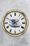 2022 40 Cm Gold Metal Kahve Duvar Saati Clock