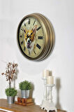 Hediyelik 36 cm Eskitme Metal Kurt Duvar Saati