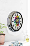 Hediyelik Dekoratif 40 Cm Krom Metal Aslan Duvar Saati