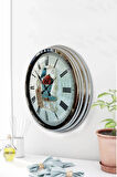 Hediyelik 40 Cm Krom Metal Kitchen Duvar Saati