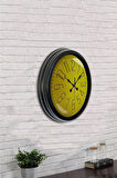 Hediyelik 40 Cm Siyah Metal Yellow Duvar Saati