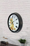 40 Cm Siyah Metal Horoz Duvar Saati