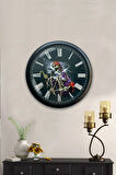40 Cm Siyah Metal Flowers Duvar Saati