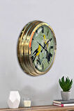 Hediye 40 Cm Gold Metal Kuşlar Duvar Saati