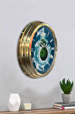 Hediye 40 Cm Gold Metal Iklim Temalı Duvar Saati Dekor