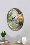 Hediye 40 Cm Gold Metal Iklim Temalı Duvar Saati Clock