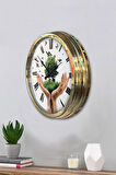 Hediyelik 40 Cm Gold Metal Iklim Temalı Duvar Saati Clock