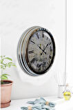 Hediyelik Dekoratif 40 Cm Krom Metal Decorative Duvar Saati