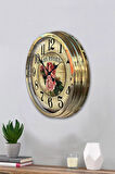 Hediyelik 40 Cm Gold Metal Ross Gold Gül Duvar Saati Clock