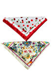 2 Li Saten Bandana Seti Saten Fular Saten Çanta Aksesuarı Özel Desen Bandana 45X50 Cm