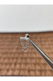 316 L Cerrahi Çelik Zincir Sallantılı Zirkon Taşlı Dudak Helix Kıkırdak Tragus Piercingi