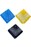 %100 Pamuklu Klasik Desen Unisex 3lü Bandana Seti Renkli Bandana Etnik Desenli A Kalite Bandana