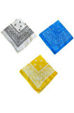 %100 Pamuklu Klasik Desen Unisex 3lü Bandana Seti Renkli Bandana Etnik Desenli A Kalite Bandana