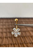 316 L Cerrahi Çelik Parlak Zirkon Taşlı Papatya Modeli Göbek Piercingi