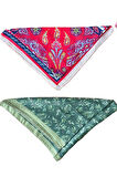 2 Li %100 Pamuklu Bandana Seti Özel Desen Bandana Fular Çanta Aksesuarı Bandana 45x50 Cm