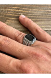 925 Ayar Gümüş Kaplama Ayarlanabilir Ölçü Klasik Erkek Yüzük