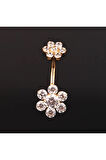 Yüksek Kalite G23 Titanium Zirkon Taşlı Çiçek Titanyum Göbek Piercingi