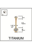 Yüksek Kalite G23 Titanium Çift Taşlı Titanyum Göbek Piercingi